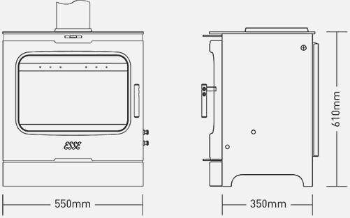 775 woodburning stove dimensions